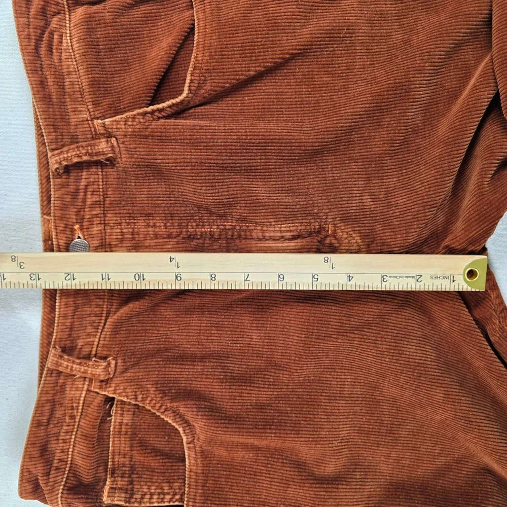 Vintage Sears Rust Brown Corduroy Pants High Rise Raw Hem Straight Leg Size 14